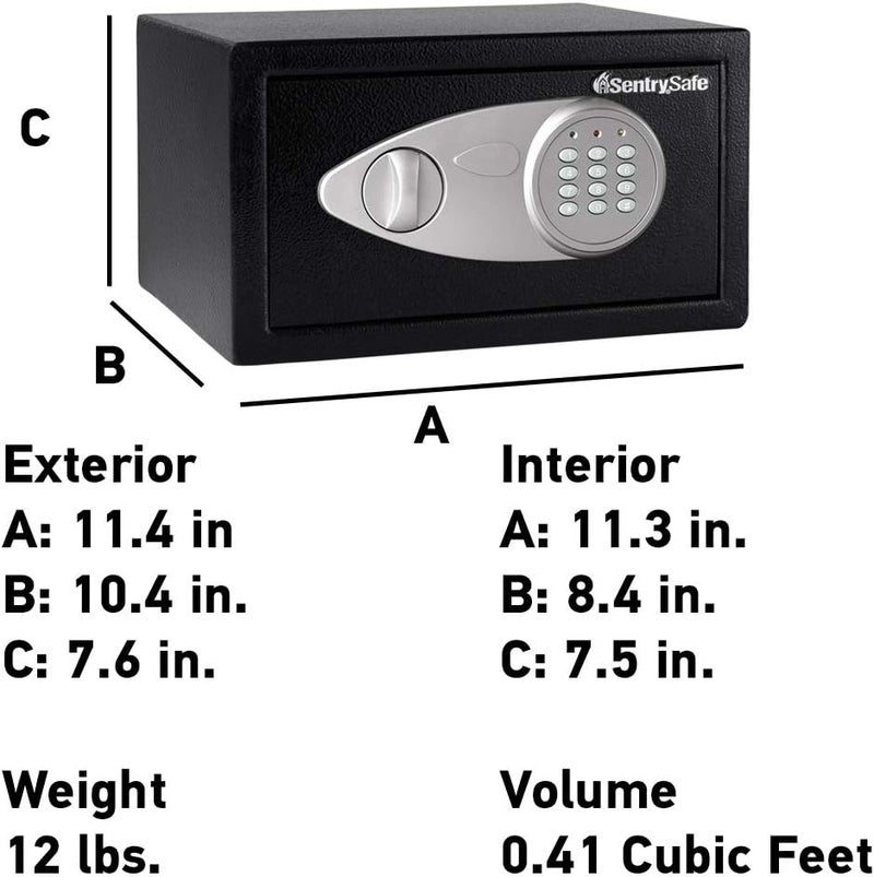 SentrySafe Medium Safe with Digital Keypad, Lock Box with Code has Interior Lining and Bolt Down Kit that Secures Pistol, Money, 0.41 Cubic Feet, 7.6 x 11.4 x 10.4 Inches, X041E - Image 5